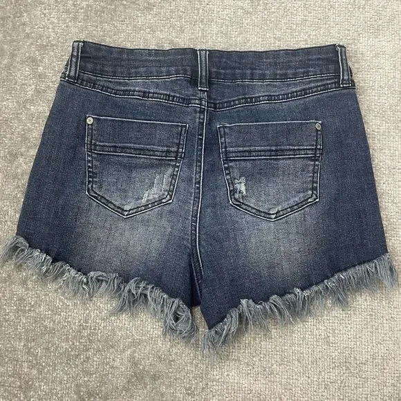 Altar'd State Shorts Womens 26/3 Blue Denim Jean Shorts Cut Off Fringe Stretch - Picture 6 of 6